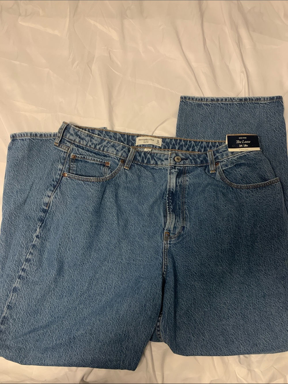 Abercrombie & Fitch Curve Love High Rise Loose Jean Light Blue